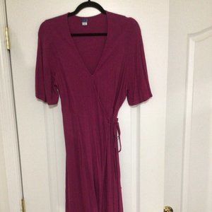 Old Navy Wrap Midi Dress in Magenta